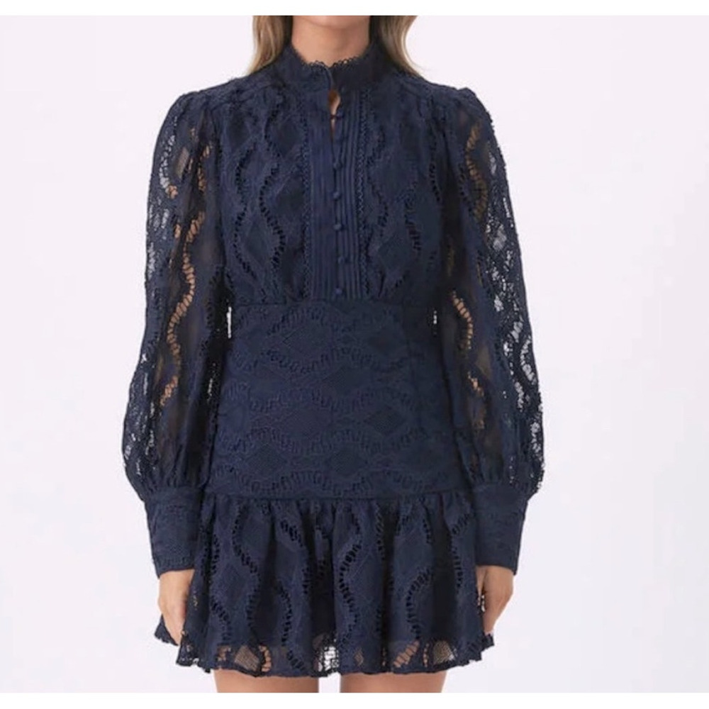 Bardot Remy Lace Mini Dress In Navy Blue Size Large